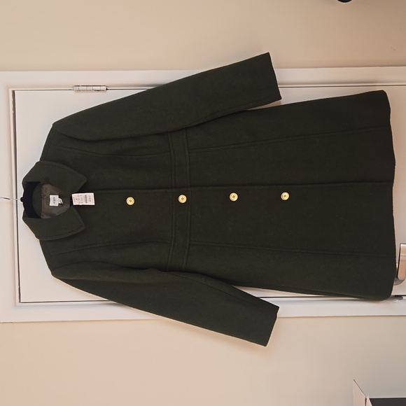 J.Crew Day Lady Coat Pine Green Wool Blend Tailored Midi NWT Size 12 *Sold Out* - Picture 12 of 13
